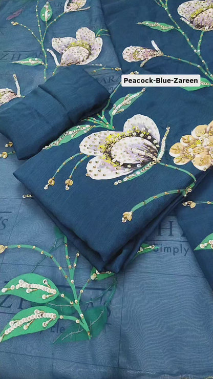 Peacock Blue Zareen 3pc