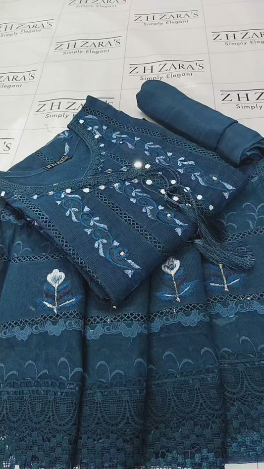 Peacock Blue Angrakha Pishwas