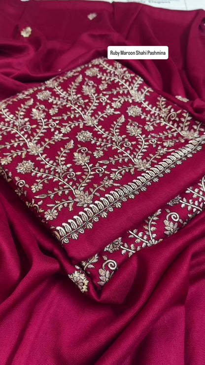 Ruby  Maroon Shahi Pashmina 3pc
