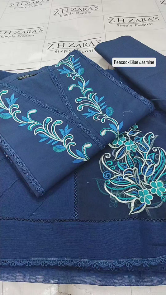 Peacock Blue Jasmine 3pc