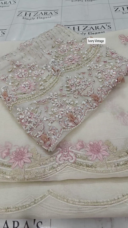 Vintage Ivory Hand Embellished