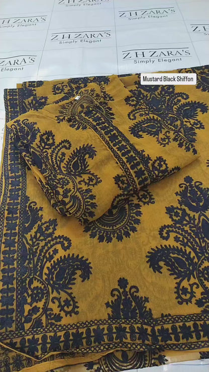 Mustard Black Stitched 2pc