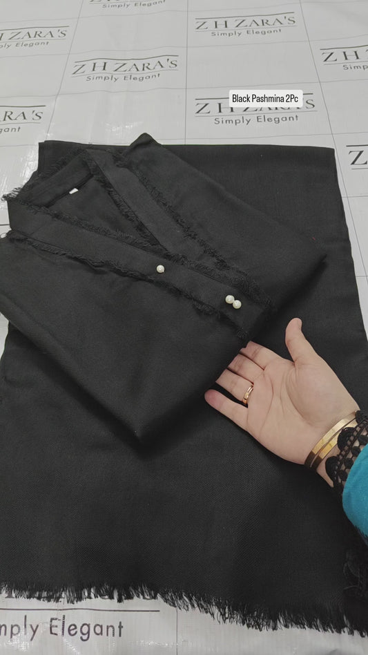 Black Pashmina 2pc Stitched