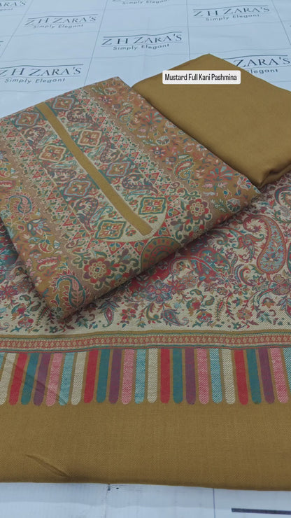 Mustard Full Kani Pashmina 3pc