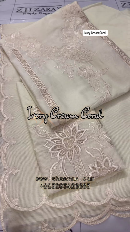 Ivory Cream Coral 3pc