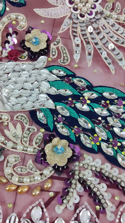 Maroon Peacock Hand Embellished 2pc & 3pc