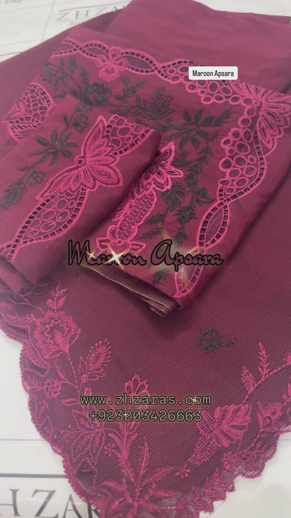 Deep Maroon Apsara 3pc