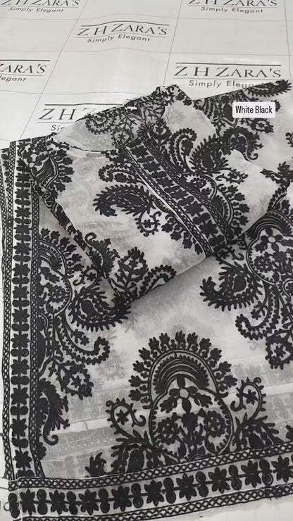 White Black Stitched 2pc