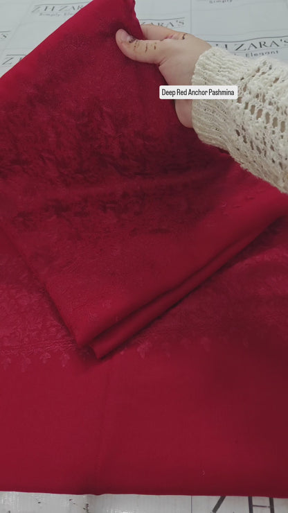 Deep Red Anchor Pashmina 3pc