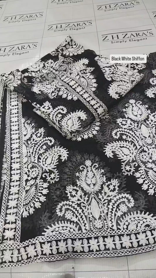 Black White Stitched 2pc