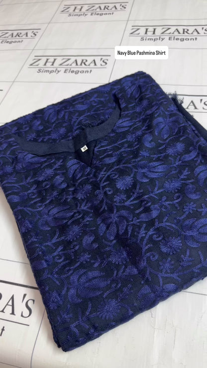 Navy Blue Pashmina Kaftan Shirt