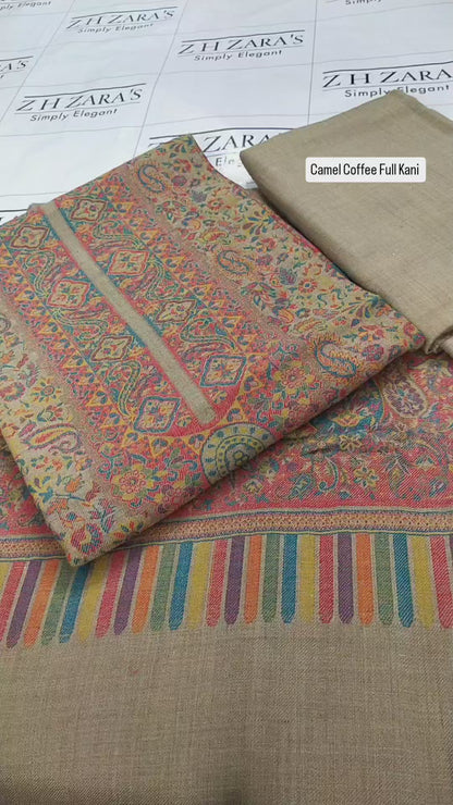 Camel Coffee Full Kani Pashmina 3pc