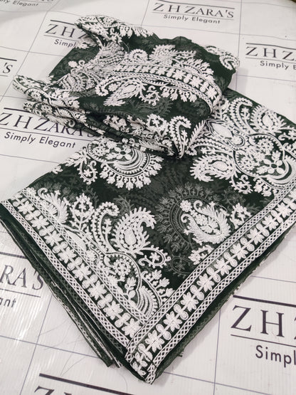Bottle Green White Stitched 2pc