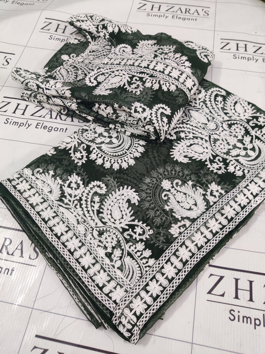 Bottle Green White Stitched 2pc