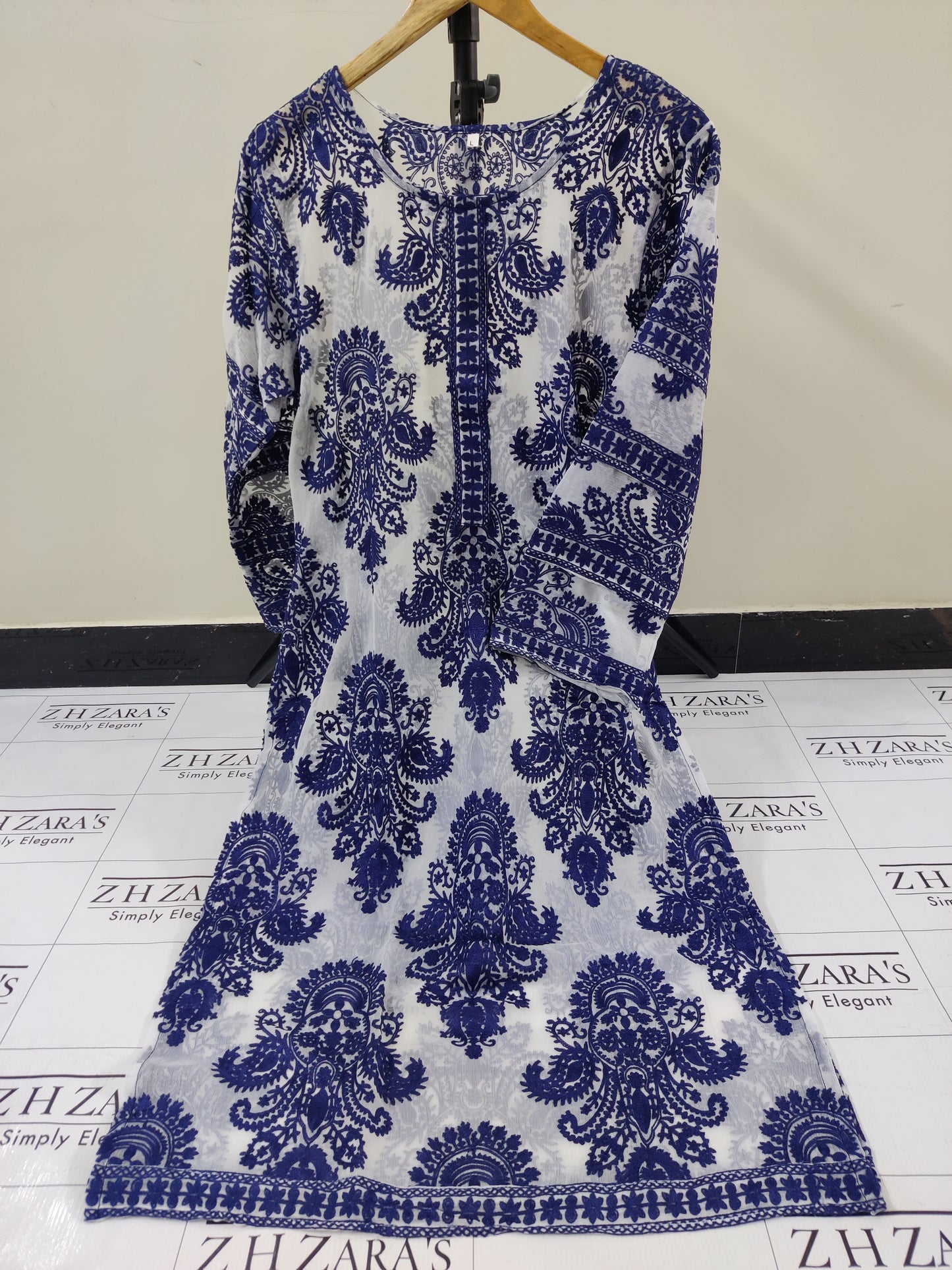 White Blue Stitched 2pc