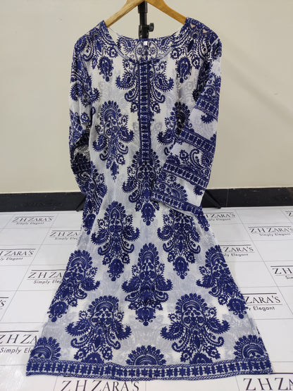 White Blue Stitched 2pc