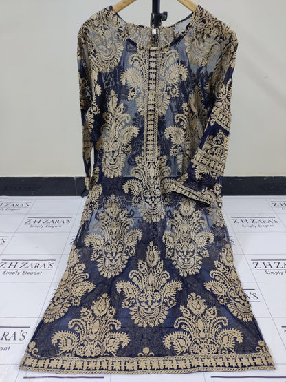Navy Blue Foan Stitched 2pc