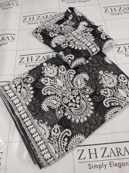 Black White Stitched 2pc