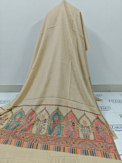 Cream Beige Taj Kani Pashmina 3pc