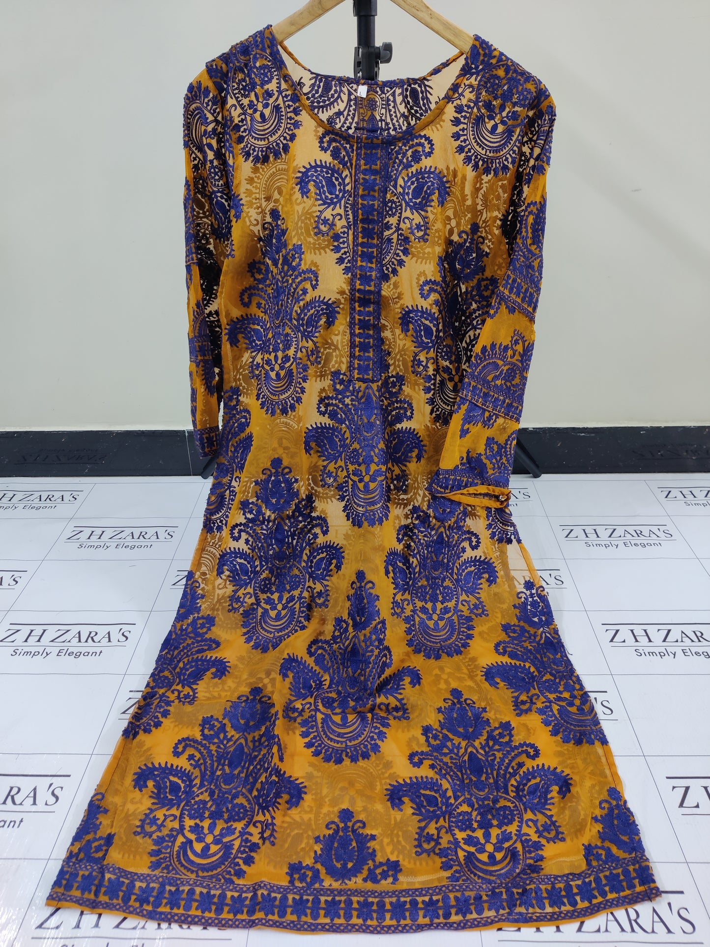 Mustard Blue Stitched 2pc