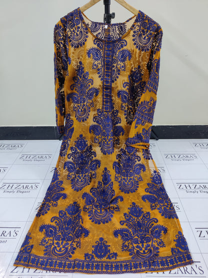 Mustard Blue Stitched 2pc