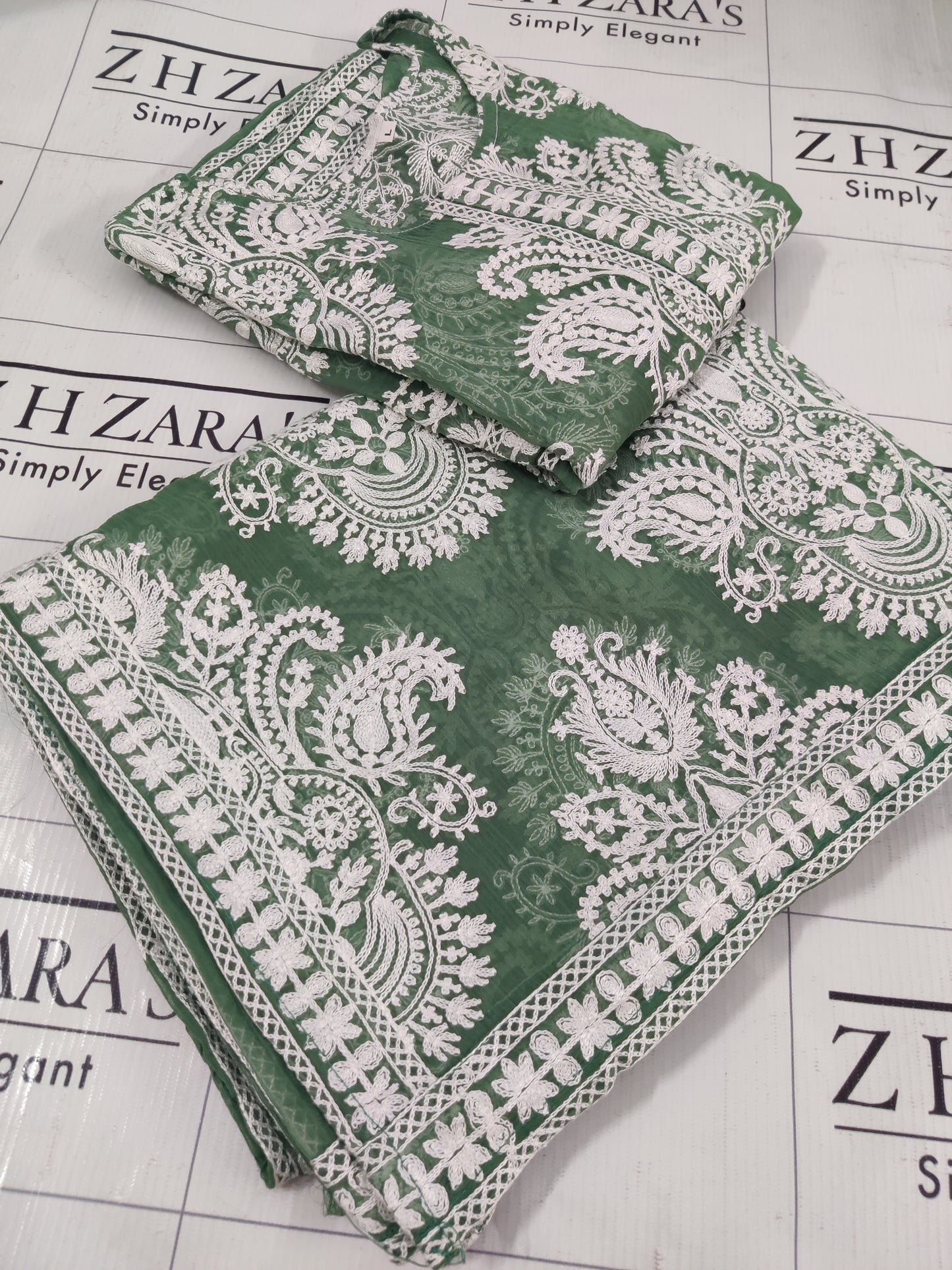 Olive Green White Stitched 2pc