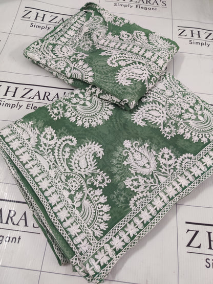 Olive Green White Stitched 2pc
