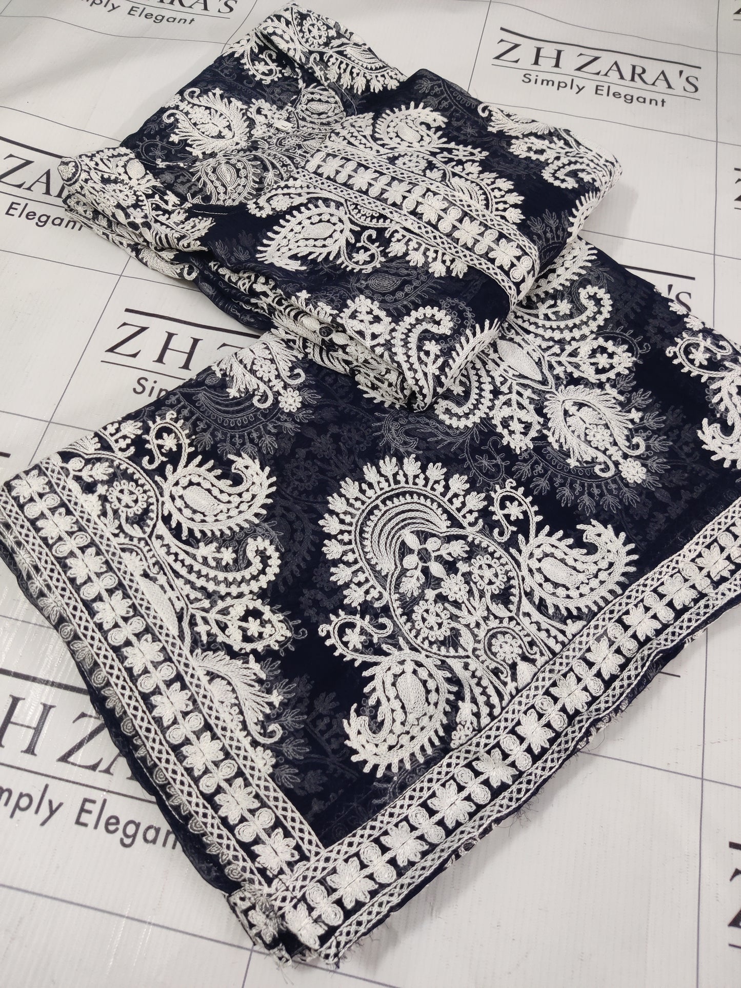 Navy Blue White Stitched 2pc