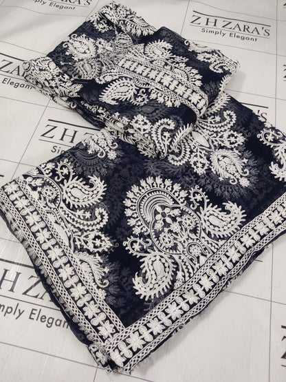 Navy Blue White Stitched 2pc