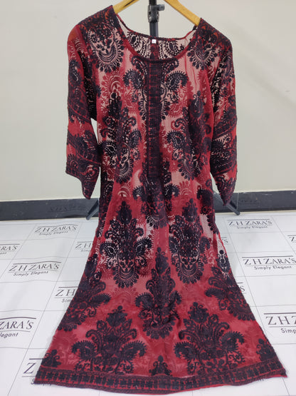 Maroon Black Stitched 2pc