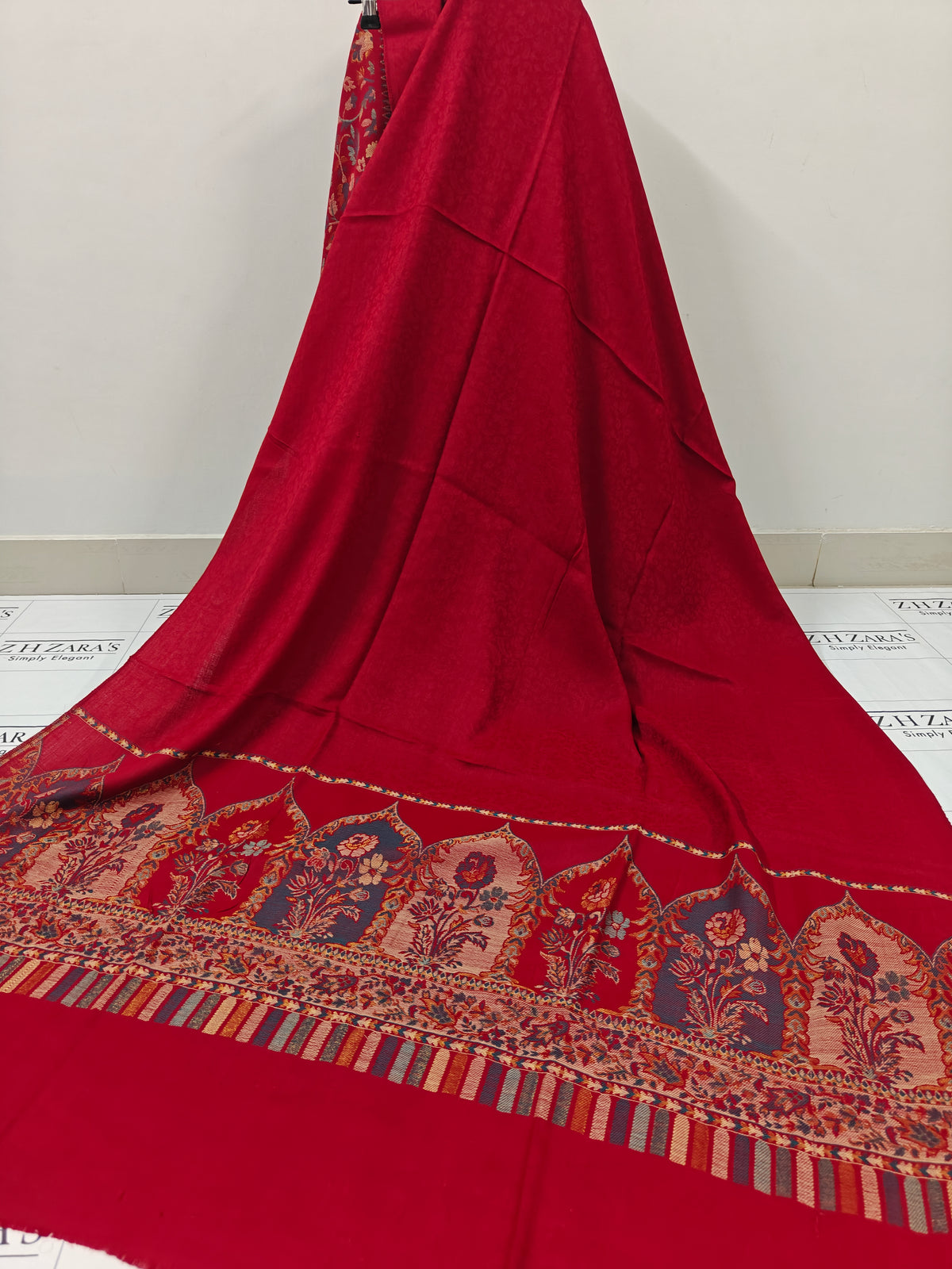 Maroon Taj Kani Pashmina 3pc