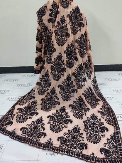Peach Black Stitched 2pc