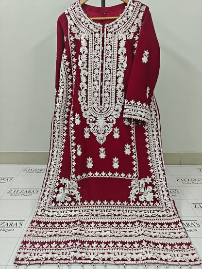 Maroon Roshi Kaftan 2pc