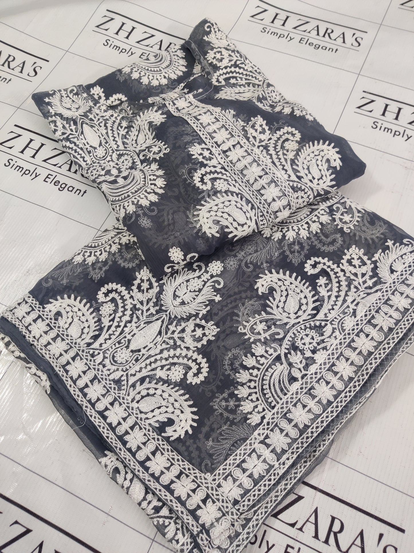 Grey White Stitched 2pc