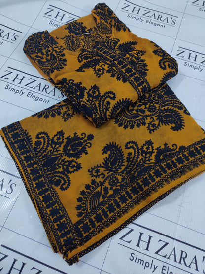 Mustard Black Stitched 2pc